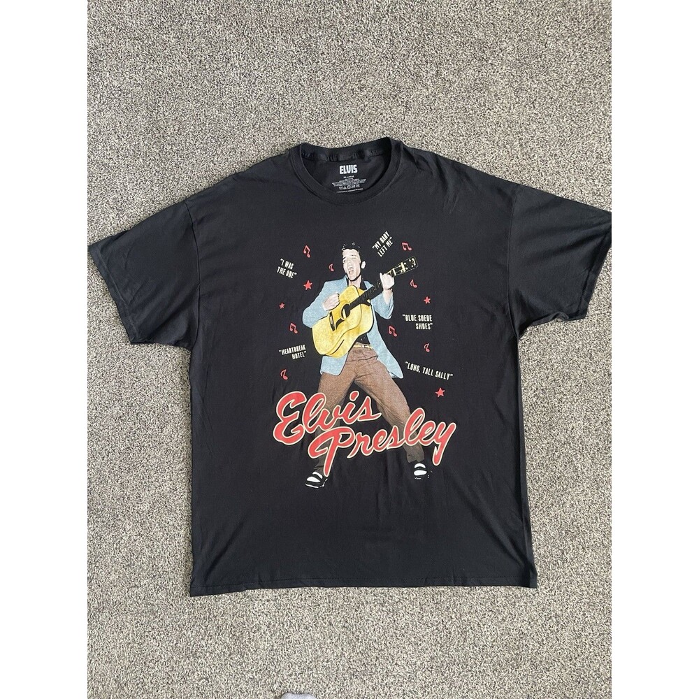 Elvis Presley Black Iconic Lyric Graphic T-Shirt 100% Cotton short sleeve XXL